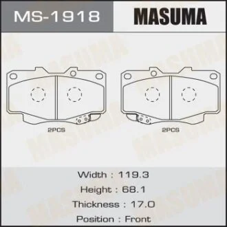 Колодки дисковые HILUX/ KUN25L, 26L, 35L 2011- front (1/12) MASUMA MS-1918