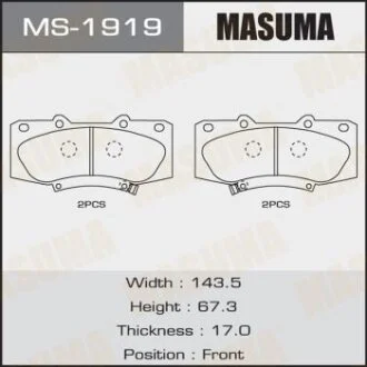 Колодки дисковые HILUX/ KUN25L, 26L, 35L 2012- front (1/12) MASUMA MS1919