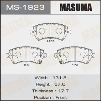 Колодки дисковые COROLLA/ NDE120, ZZE12#, CDE120 front (1/12) MASUMA MS-1923