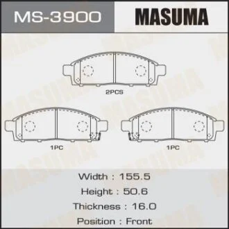 Колодки гальмівні передн Mitsubishi L200 (07-), Pajero Sport (09-15) MASUMA MS-3900