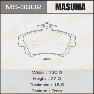 Тормозные колодки дисковые MITSUBISHI CARISMA/COLT 00- MASUMA MS3902