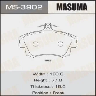 Тормозные колодки дисковые MITSUBISHI CARISMA/COLT 00- MASUMA MS3902