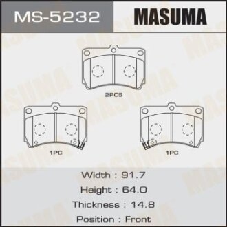 Гальмівні колодки передня AN-298WK, NP5010, P49016 MASUMA MS-5232