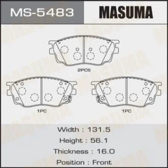 Колодки тормозные передн Mazda 6 2002 - 2007 MASUMA MS-5483