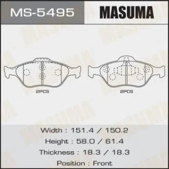 Тормозные колодки дисковые FORD/MAZDA FIESTA/FUSION/2 02- MASUMA MS-5495