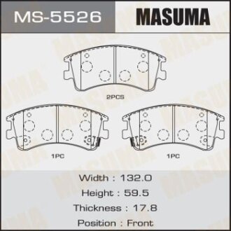 Тормозные колодки дисковые MAZDA ATENZA SPORT/ATENZA/6/6 WAGON 02- MASUMA MS-5526