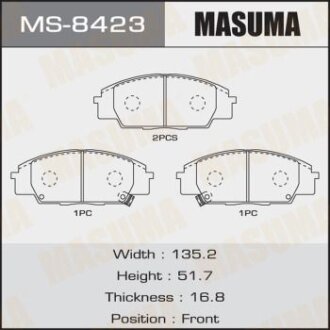 Тормозные колодки дисковые HONDA ACCORD/CIVIC/INTEGRA/S2000/STREAM/TORNEO 97- MASUMA MS-8423