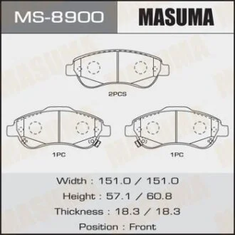 Колодки гальмівні передн Honda CR-V (07-16) MASUMA MS-8900