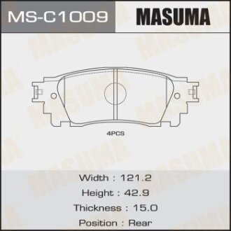 Тормозные колодки дисковые TOYOTA NX200/NX200T/NX300H/NX300H/ALPHARD/VELLFIRE 14- зад. MASUMA MSC1009