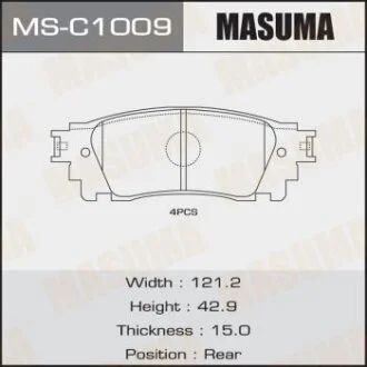 Тормозные колодки дисковые TOYOTA NX200/NX200T/NX300H/NX300H/ALPHARD/VELLFIRE 14- зад. MASUMA MSC1009