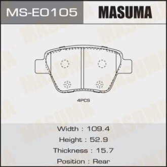 Тормозные колодки дисковые VAG A3/OCTAVIA/SUPERB/YETI/CADDY/GOLF/JETTA 10- перед. MASUMA MS-E0105