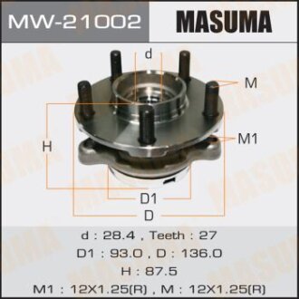 Маточина колеса переднього у зборі з підшипником Infinity FX 35 (02-12) G 37 (08-), M 37 (10-) 4WD MASUMA MW-21002