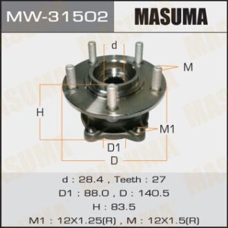 Ступица колеса MITSUBISHI GALANT FORTIS/GALANT FORTIS SPORTBACK/LANCER/LANCER SPORTBACK/OUTLANDER 08- зад. MASUMA MW31502