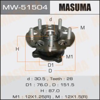 Ступица колеса HONDA CR-V 06- зад. с АВС MASUMA MW-51504