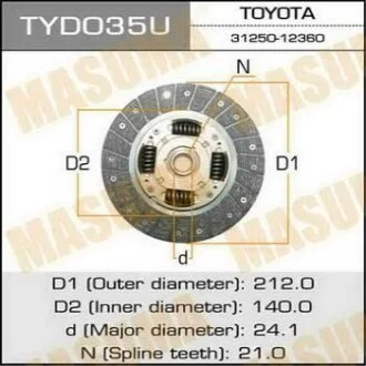 Диск сцепления TOYOTA CARINA/RAV4/COROLLA/AVENSIS -05 1.6-1.8 MASUMA TYD035