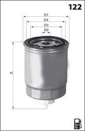 ФІЛЬТР ПАЛИВА FIAT DUCATO, PALIO, STRADA, TALENTO, 1000, GAZ SOBOL 1000.4WT-WD612.01 MECAFILTER ELG5214