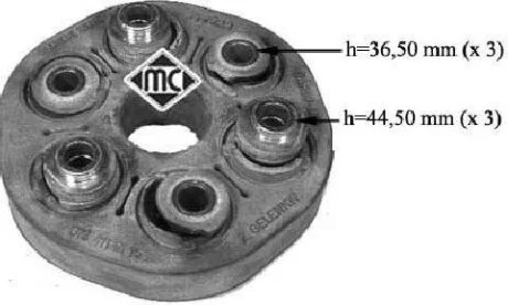 Муфта эластичная 4WD Renault Kangoo I, Scenic I (к-кт болты, шайбы) Metalcaucho 04417