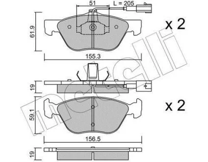 Комплект гальмівних накладок, дискове гальмо Metelli 22-0083-1