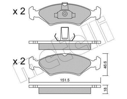 Комплект гальмівних накладок, дискове гальмо Metelli 22-0093-0