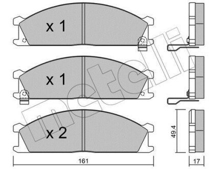 Комплект гальмівних накладок, дискове гальмо Metelli 22-0107-1