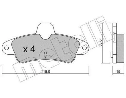 Комплект гальмівних накладок, дискове гальмо Metelli 22-0143-0