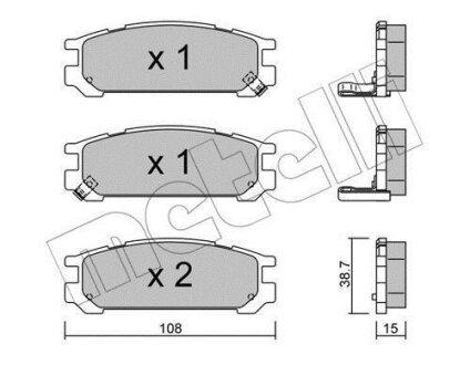 Комплект гальмівних накладок, дискове гальмо Metelli 22-0204-0
