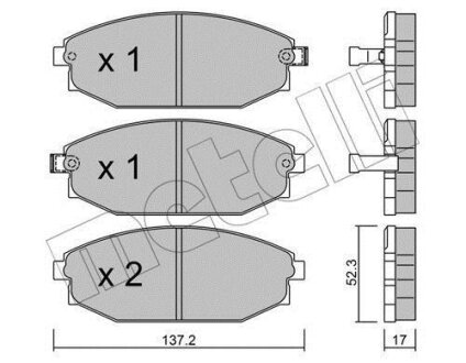 Комплект гальмівних накладок, дискове гальмо Metelli 22-0363-0