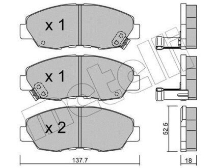 Комплект гальмівних накладок, дискове гальмо Metelli 22-0384-0
