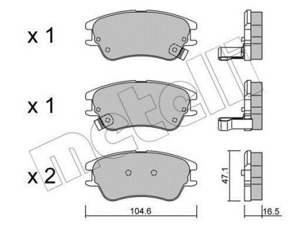 Комплект гальмівних накладок, дискове гальмо Metelli 22-0502-0