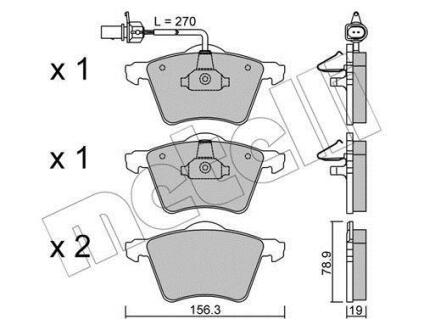 Комплект тормозных колодок, дисковый тормоз Metelli 22-0550-0