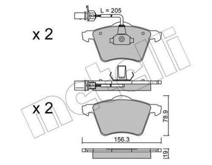 Комплект гальмівних накладок, дискове гальмо Metelli 22-0550-1