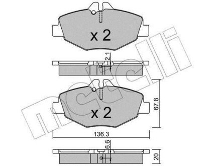 Комплект гальмівних накладок, дискове гальмо Metelli 22-0562-0
