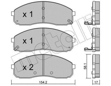 Комплект гальмівних накладок, дискове гальмо Metelli 2206310