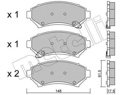 Комплект гальмівних накладок, дискове гальмо Metelli 22-0696-0