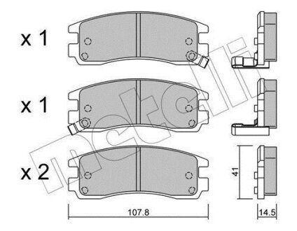 Комплект гальмівних накладок, дискове гальмо Metelli 22-0697-0