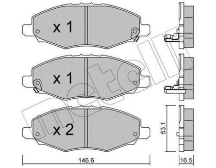 Комплект гальмівних накладок, дискове гальмо Metelli 22-0798-0