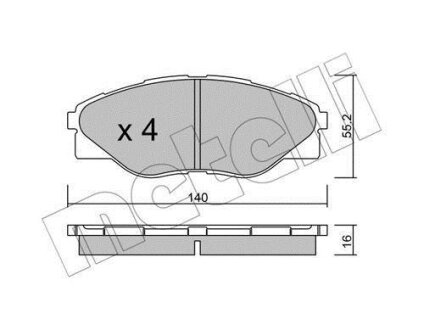 Комплект гальмівних накладок, дискове гальмо Metelli 22-0936-0