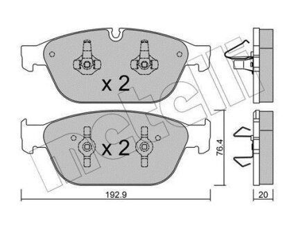 Комплект гальмівних накладок, дискове гальмо Metelli 22-0954-0