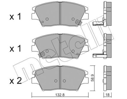 Комплект гальмівних накладок, дискове гальмо Metelli 22-1098-0