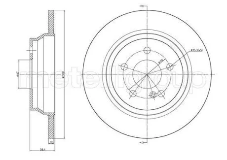 Диск тормозной (задний) MB S-class (W221) 2.1D-5.5 05-13 (300x12) (с покрытием) Metelli 23-1146C