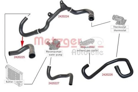 Патрубок системи охолодження гумовий з фітингами METZGER 2420224