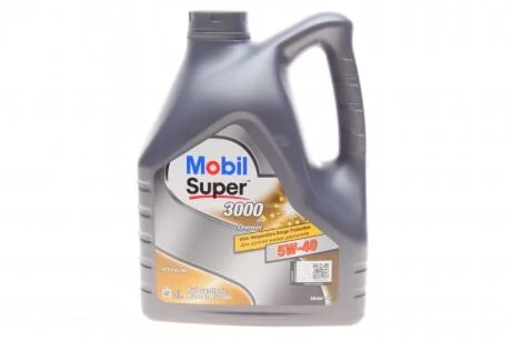 Олива двигуна 4L Super 3000 X1 Diesel 5W40 (ACEA A3/B3 A3/B4 MB 229.3 RN 0710/0700 GM-LL- B-025 VW 502.00/505.00 Peugeot/Citroën B71 2296 BMW LL 01) MOBIL 152572
