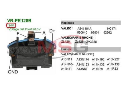 Регулятор генератора VR-PR128B MOBILETRON VRPR128B