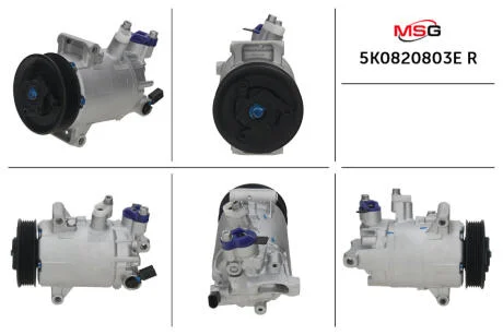 Компресор кондиціонера відновлений VW Caddy III 04-15, Golf VI 09-14, Tiguan 08-16, PASSAT B7 10-15, AUDI A3 12-22, A3 03-12, A1 10-18, Q3 11-18, SKODA Octavia A5 04-13, Fabia II 07-14, Rapid 13-19, Superb 08-15, SEAT Altea 04-09, Leon 05-12, Toledo MSG 5K0820803E R