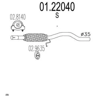 Проміжна труба вихл. системи MTS 01.22040
