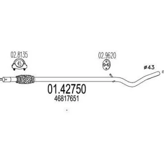 Проміжна труба вихл. системи MTS 01.42750