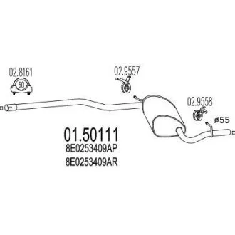 Резонатор (Средняя часть выхлопной системы (Резонатор)) MTS 01.50111