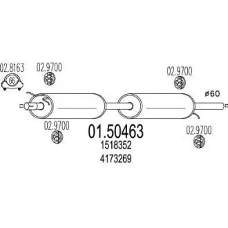Резонатор (Средняя часть выхлопной системы (Резонатор)) MTS 01.50463