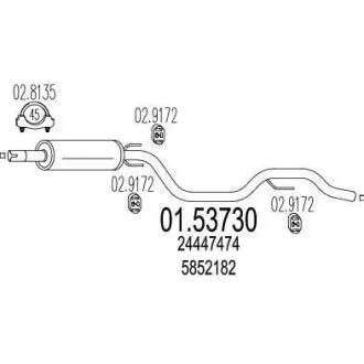 Резонатор (Средняя часть выхлопной системы (Резонатор)) MTS 01.53730