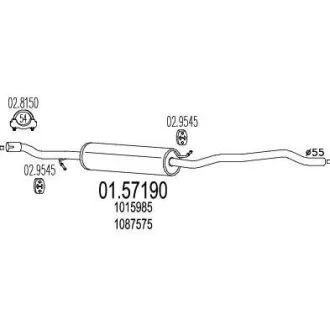 Резонатор (Средняя часть выхлопной системы (Резонатор)) MTS 01.57190